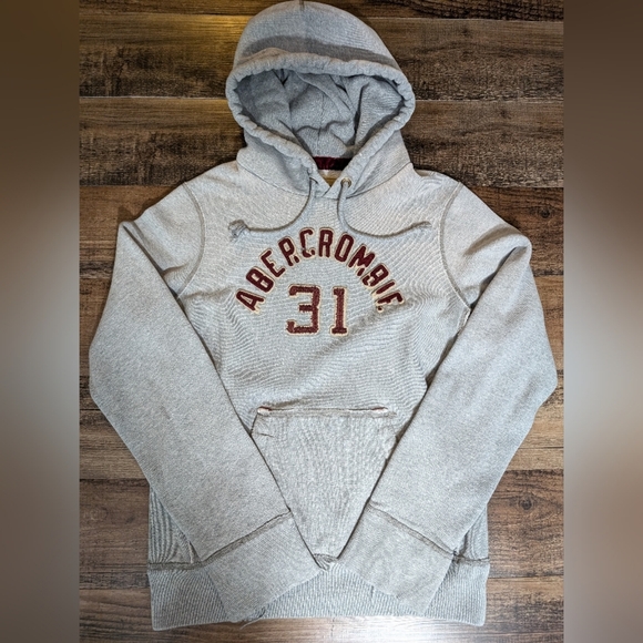 Vintage Y2K A&F Thrashed Hoodie Size Medium in Gray Raised Letters Stitched - Picture 1 of 12